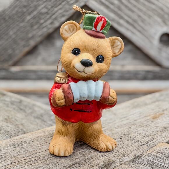 Set of 3-1980’s Homco Christmas Marching Band Bear Ornaments/Figurines-#5553-4”H - Picture 2 of 6